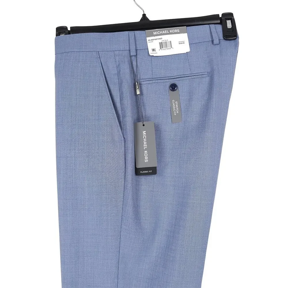 Michael Kors Mens Classic Fit 2 Piece Suit 42L 34x32 Light Blue Stretch Wool NWT